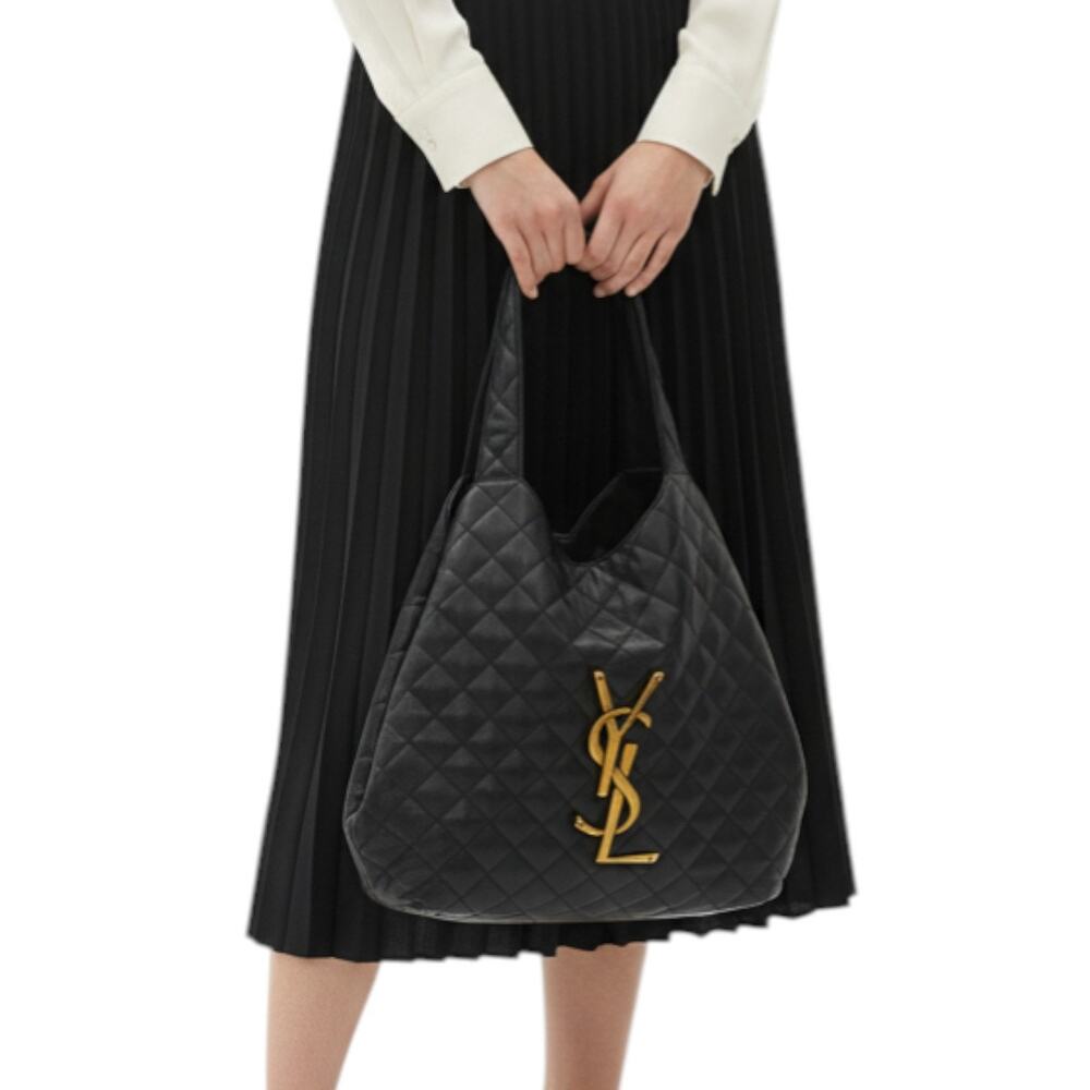 Yves Saint Laurent Leather Quilted Icare Shopping Tote Bag